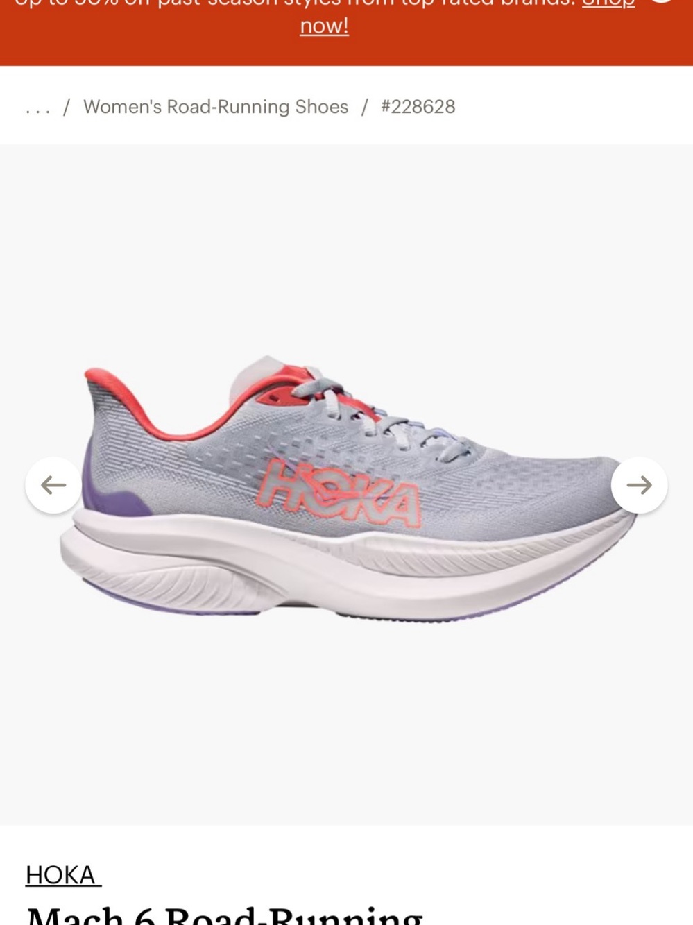 HOKA Mach 6 Women's Gray & Pink Athletic Shoes US 9